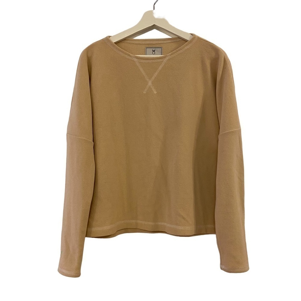 Dudley Stephens Solid Beige Fleece Pullover Sweater Women’s Size Small